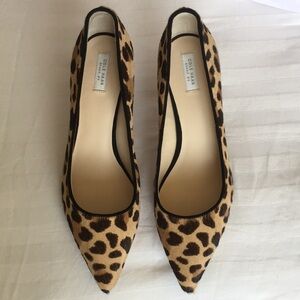 NWOT Cole Haan Leopard Print Calf Hair and Leather Pointed Toe Pumps, Size 8.5